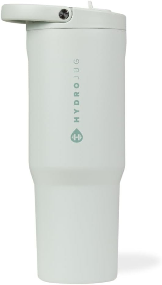 HydroJug Sport - Stainless Steel Tumbler with Straw, Vacuum Insulated, 32oz Leakproof Water Bottle, Ergonomic Design, Reusable, Dishwasher Safe, Rubber Base, Durable for Gym or Outdoors, Cloud