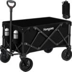 Collapsible Folding Wagon Cart 150L, Heavy Duty Garden Cart with All Terrain Wheels,Portable Large Capacity Utility Wagon Cart for Camping Fishing Sports Shopping,Black