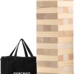 SPORT BEATS Outdoor Games Giant Tower Game Tumbling 54 Blocks Stacking Game Includes Carry Case Grow up to 5 Ft Tall
