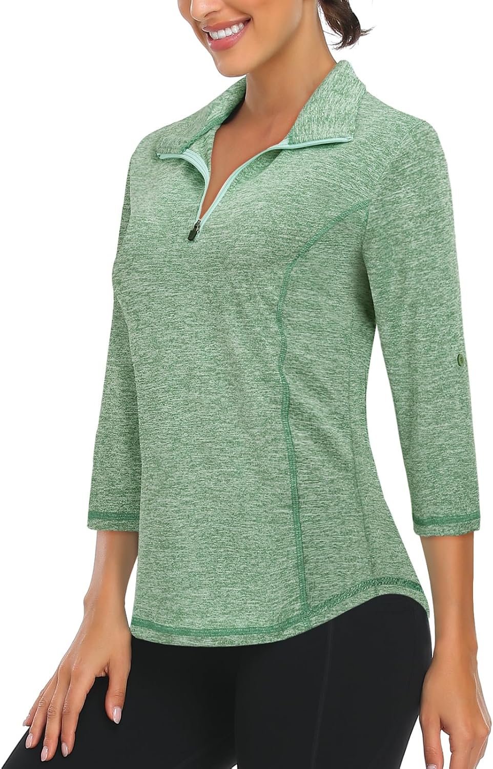 LURANEE Womens 3/4 Roll Sleeve 1/4 Zip Pullover Golf Shirts Athletic Hiking Running Workout Tops UPF 50+