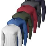 6 Pack Men's Quick Dry Long Sleeve Shirts Moisture Wicking Sun Protection Performance T-Shirt for Casual Workout