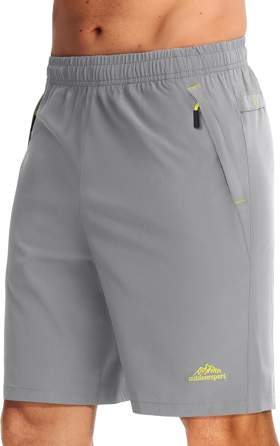 TACVASEN Men's Running Athletic Shorts 9" Quick Dry Workout Gym Shorts Lightweight Summer Shorts 3 Zipper Pockets