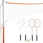 Franklin Sports Badminton Net Sets - Outdoor Backyard + Beach Badminton Net + Equipment Set - (4) Rackets + (2) Birdies + Portable Net Included - Adults + Kids Set