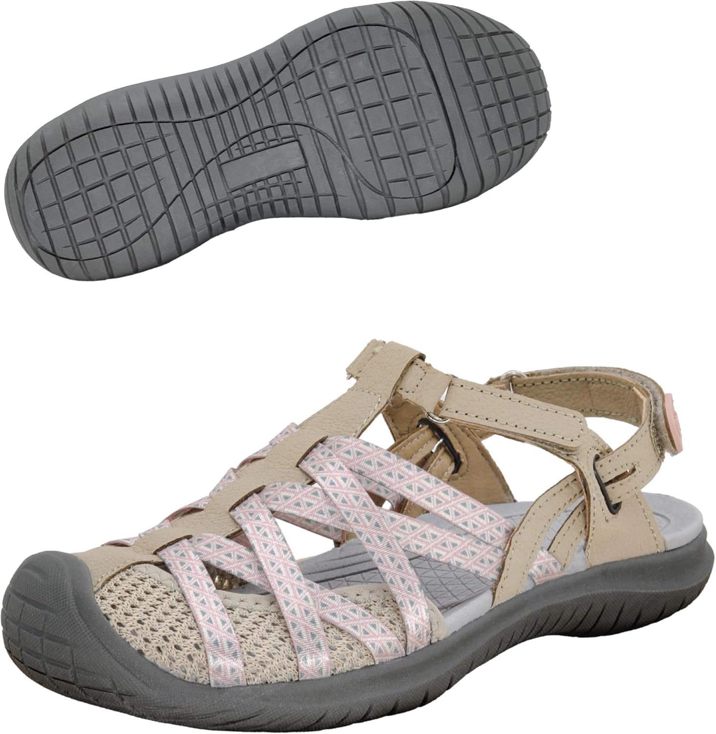 GRITION Hiking Sandals Women Closed Toe, Waterproof Lightweight Adjustable Hiking Athletic Sandals, Breathable For Beach Summer Adventure Comfortable Outdoor Sport