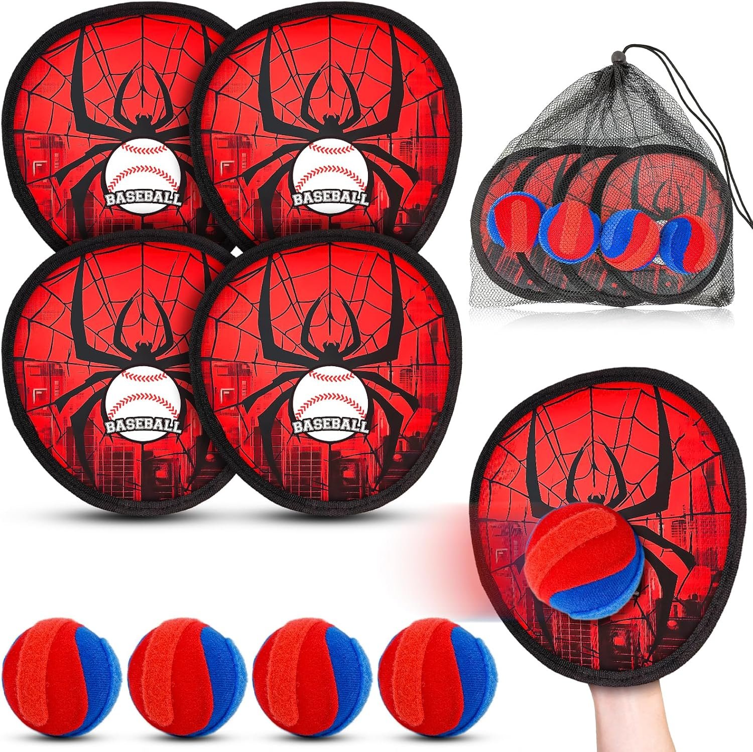 Toss and Catch Ball Game Set, Outdoor Games for Kids 3 4 5 6 7 8 9 10 11 12 Years Old Boys Girls, Outdoor Yard Games Beach Toys Pool Toys Sports & Outdoors Birthday Gifts (4 Paddles)