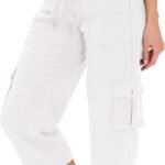 MoFiz Womens Capris with Pockets Loose Fit Casual Capri Pants Dressy Lightweight Ladies Baggy Cargo Pants for Hiking