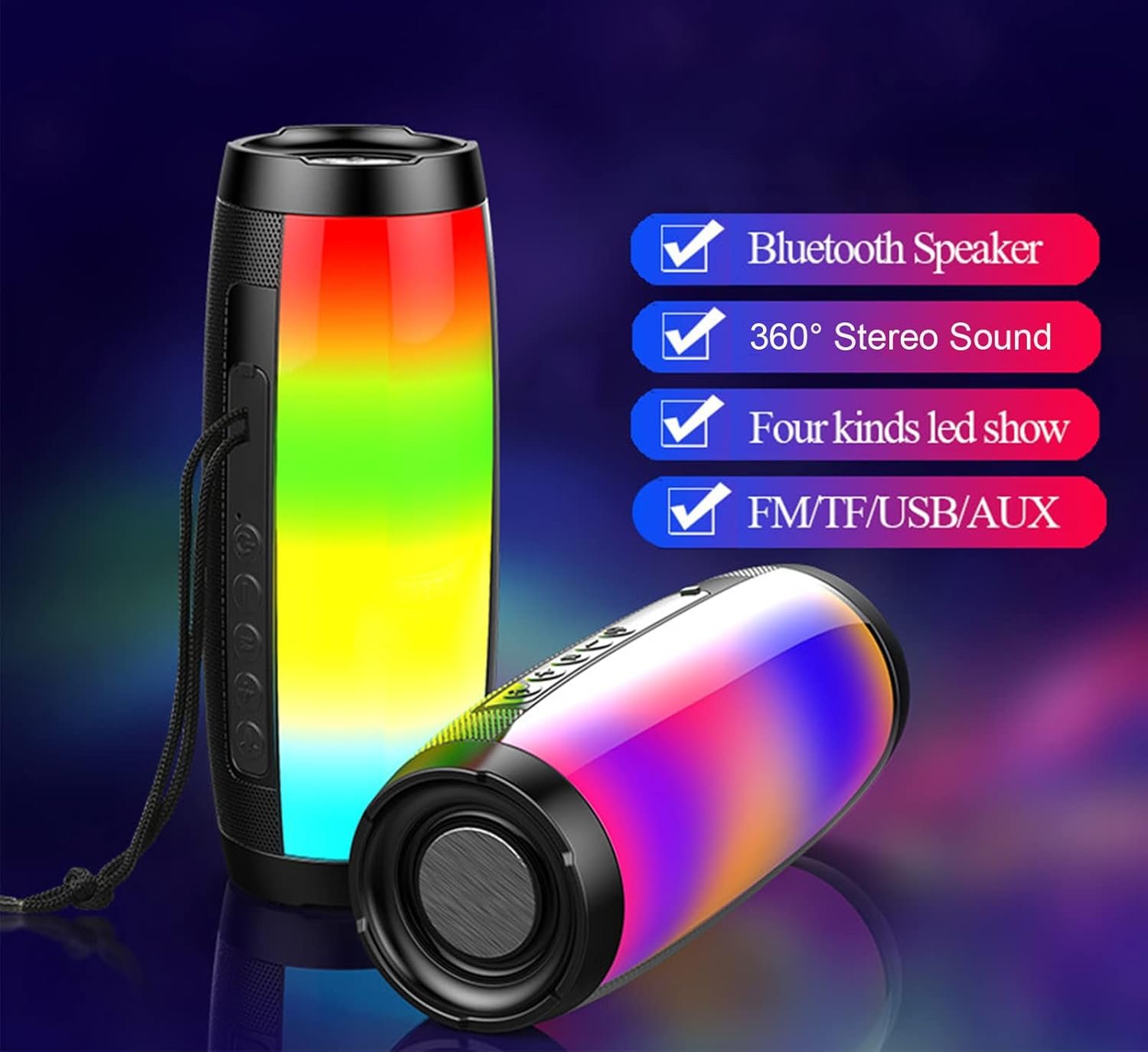Portable Wireless Bluetooth Speakers,Outdoor Sports Speakers with Bluetooth 5.0,IPX5 Waterproof,3D Stereo,8 Hours Playback time,with HD Sound for Pool, Beach, Bike,Travel