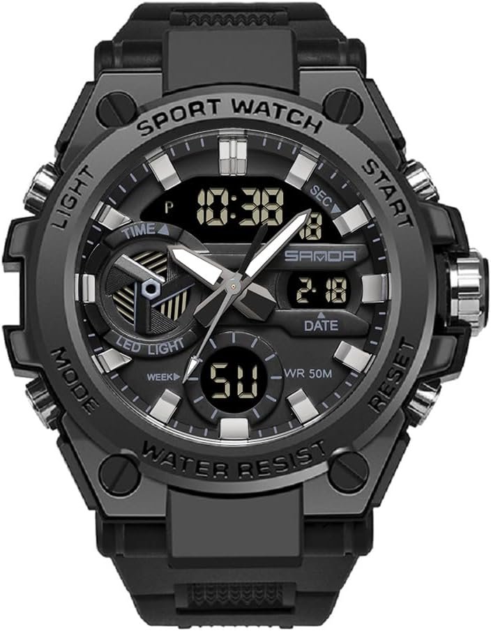 KXAITO Men's Watches Sports Outdoor Waterproof Military Watch Date Multi Function Tactics LED Alarm Stopwatch