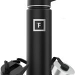 IRON °FLASK Camping & Hiking Hydration Flask with 3 Lids - Stainless Steel, Double Walled & Vacuum Insulated Water Bottle - Leak Proof & BPA Free (Midnight Black, Straw - 22 oz)