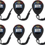 6 Pack Multi-Function Electronic Digital Sport Stopwatch Timer, Large Display with Date Time and Alarm Function,Suitable for Sports Coaches Fitness Coaches and Referees（Black）