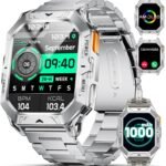 LIGE Military Smart Watches for Men(Answer/Make Calls),100-Day Battery Life,2.13" AMOLED Outdoor Sports Smartwatch with Compass,Heart Rate/Sleep Monitor Fitness Tracker for Android iOS,Sliver