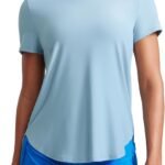 CRZ YOGA Cloudweight Workout Tops for Women Lightweight Athletic Short Sleeve Shirts Gym Running Side Slit T-Shirts