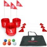 bucketgolf Game 3 Hole Starter Set - New Outdoor Yard Golf Game Levels Family, Adults, Kids, Party, Lawn, Camping, Beach