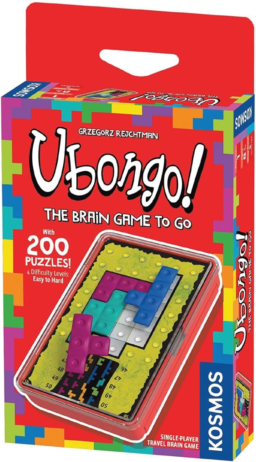 Thames & Kosmos Ubongo The Brain Game to Go Fast-Paced, Addictive, and Easy-to-Learn | Convenient Self Contained Carrying Case | Solo Geometric Puzzle Game | for Ages 8 and Up