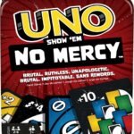 Mattel Games UNO Show ‘em No Mercy Card Game in Storage & Travel Tin for Kids, Adults & Family Night with Extra Cards, Special Rules & Tougher Penalties (Amazon Exclusive)
