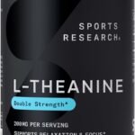 Sports Research Double Strength L-Theanine Supplement - Suntheanine Softgels for Focus, Relaxation & Alertness - Non-Drowsy Support Made with Coconut Oil, Non-GMO & Gluten Free - 200mg, 60 Count