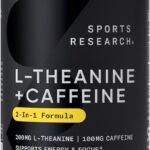 Sports Research L-Theanine Supplement with Caffeine & Coconut MCT Oil - Focused Energy, Alertness & Relaxation Without Drowsiness - 200mg L Theanine, 100mg Organic Caffeine - 60 Liquid Softgels