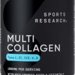Sports Research Multi Collagen Pills (Type I, II, III, V, X) Hydrolyzed Collagen Peptides with Hyaluronic Acid + Vitamin C | Non-GMO Verified & Gluten Free - 90 Capsules