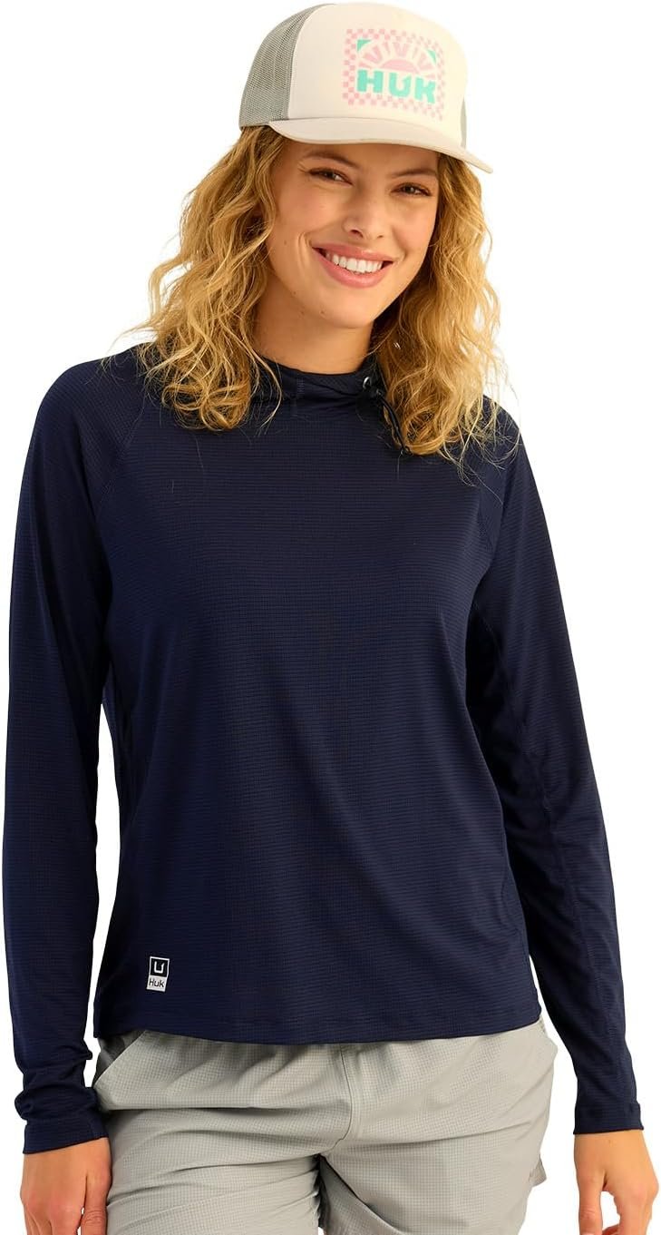 HUK Women's A1a Hoodie Lightweight Hooded Fishing Shirt, Sun Protection, Breathable, Quick-Dry Performance