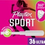 Playtex Sport Tampons Ultra Absorbency, Fragrance-Free - 36ct | Ultra Tampons for Women, Feminine Care, Playtex Tampon with 360 Leak Defense