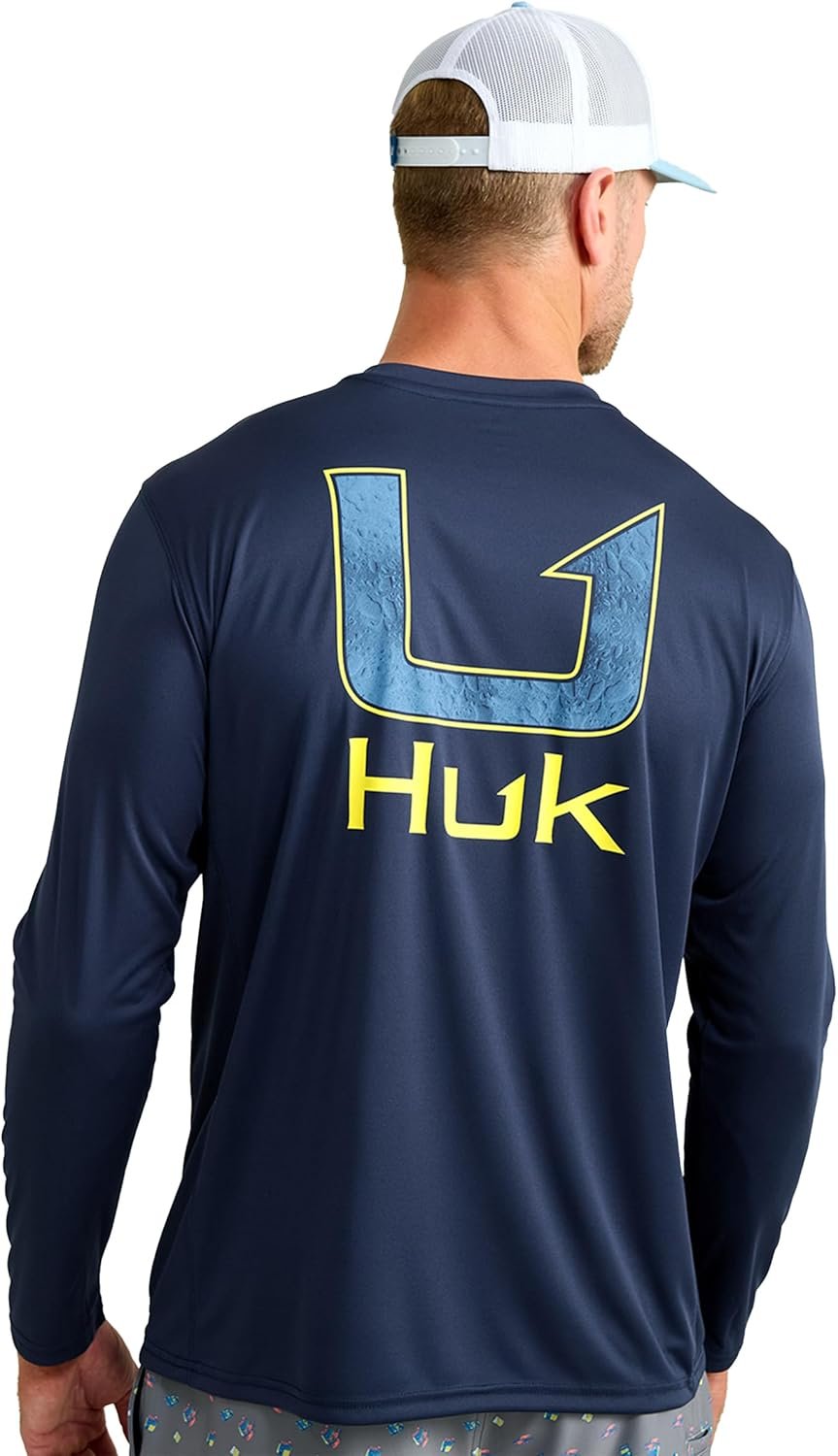 HUK Men's Pursuit Patterned Crew Long Sleeve Shirt