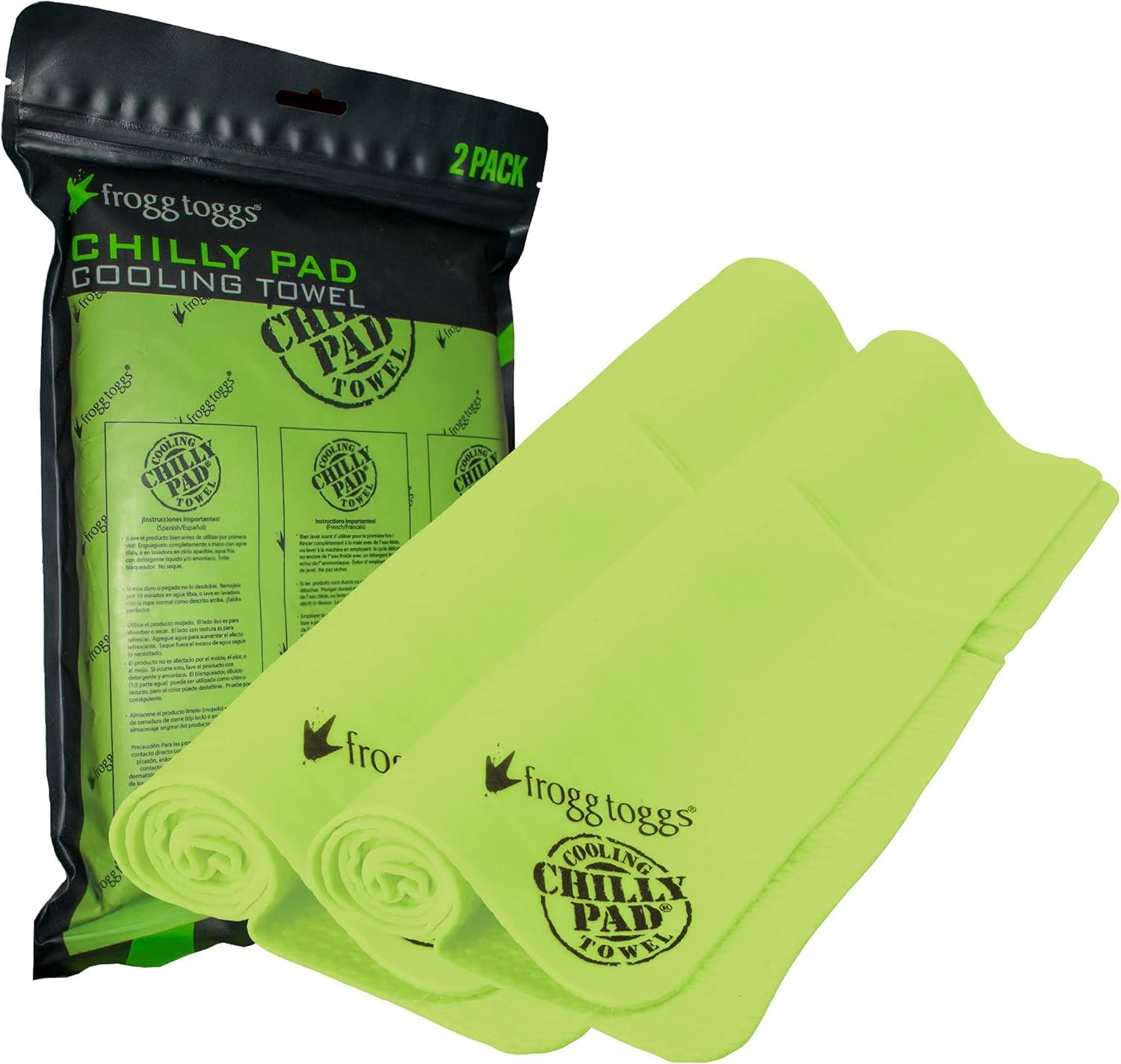 FROGG TOGGS Chilly Pad Cooling Towels, 2 Pack, 33" x 13"