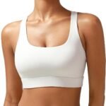 RUNNING GIRL High Impact Sports Bras for Women - Scoop Neck Strappy Sports Bra High Support Moulded Cup Workout Bra