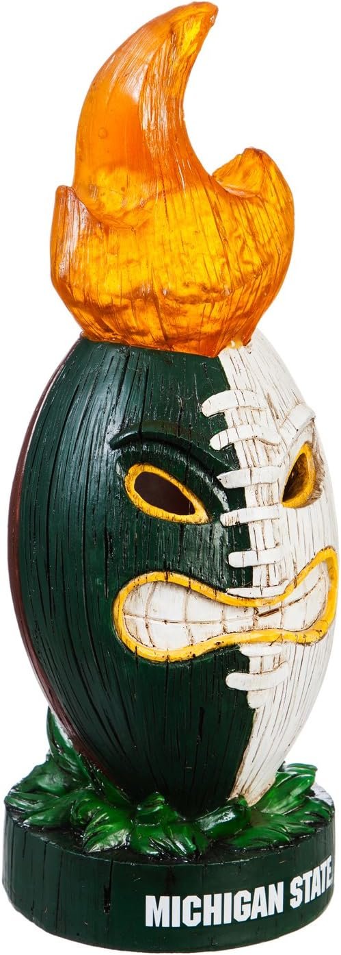 Team Sports America Michigan State University Lit LED Team Tiki Totem Outdoor Safe Garden Statue