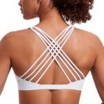 CRZ YOGA Strappy Sports Bras for Women - Criss Cross Back Wireless Padded Yoga Workout Cami Top