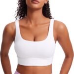 CRZ YOGA Butterluxe Womens U Back Sports Bra - Scoop Neck Padded Low Impact Yoga Clothes Workout Crop Top with Built in Pads