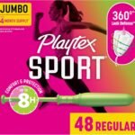 Playtex Sport Tampons Regular Absorbency, Fragrance-Free - 48ct | Regular Tampons for Women, Feminine Care, Playtex Tampon with 360 Leak Defense