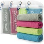 YESLIFE 4 Pack Cooling Towel 40"x12", Gym Towels for Men and Women, Soft Breathable Workout Towels for Yoga, Running, Sport, & More (Blue, Grey, Green, Pink)