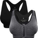 Women's Zip Front Sports Bra Wireless Post-Surgery Bra Active Yoga Sports Bras