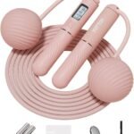 YOTTOY Skipping Ropes for Adults -Cordless Counter Jump Rope with Large Cordless Ball-Weighted Jump Rope for Women with LCD Display