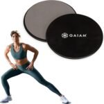 Gaiam Core Sliding Discs - Dual Sided Workout Sliders for Carpet & Hardwood Floor - Home Ab Pads Exercise Equipment Fitness Sliders for Women and Men, Grey/Black