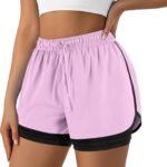 Women's 2 in 1 Running Shorts for Gym Yoga Workout Athletic Shorts High-Waisted Shorts with Liner Pockets