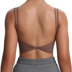 Aoxjox Women's Workout Sports Bras Fitness Yoga Crop Tank Twist Back Cami