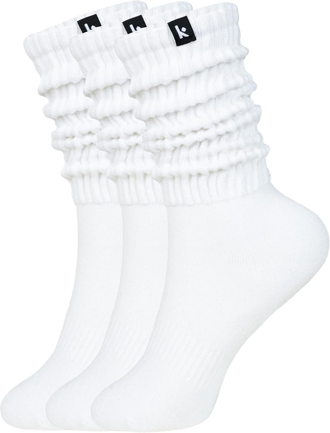 Kamo Fitness Cozy 3-Pair Pack - Scrunch Long Crew Socks for Women, Soft & Breathable Boot and Slouch Socks, Size 5-9