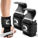 DMoose Fitness Weight Lifting Hooks (Pair) for Deadlifts, Pull Ups, Rows & Shrugs - Anti-Rip Nylon Strap Hand Grips with Thick Wrist Padding - Heavy Duty Wrist Straps for Weightlifting & Gym Workouts
