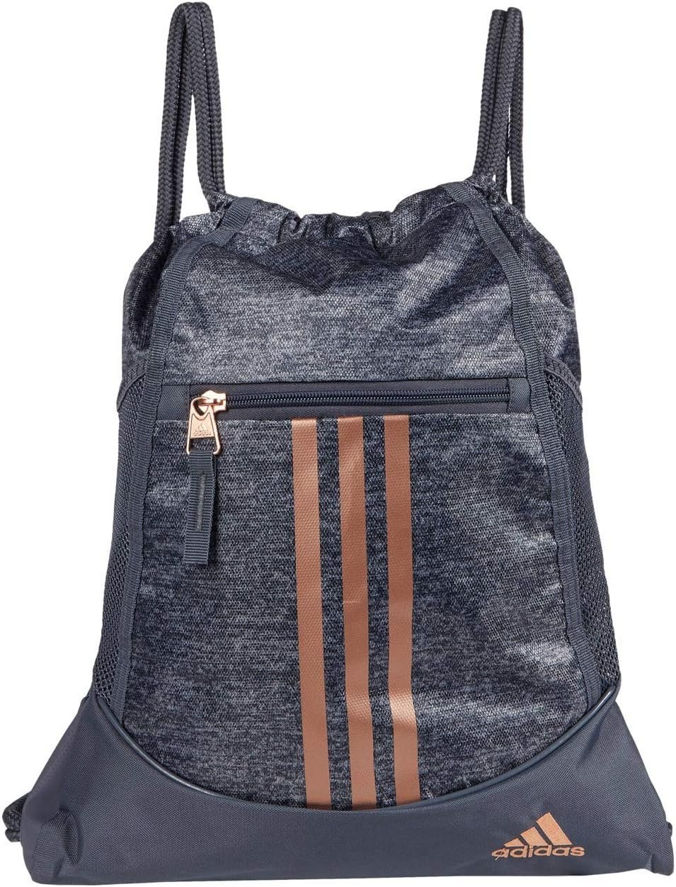 adidas Alliance Sackpack – Drawstring Backpack Small Bag for Men and Women, Jersey Onix Grey/Rose Gold/2.0, One Size